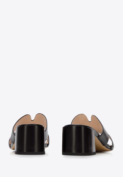 Pantoletten aus Leder mit Blockabsatz, schwarz, 94-D-952-1-37, Bild 5