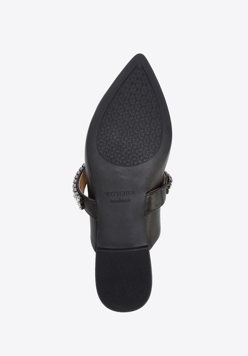 Pantoletten aus Leder mit glänzendem Riemen, schwarz, 96-D-958-9-38, Bild 6