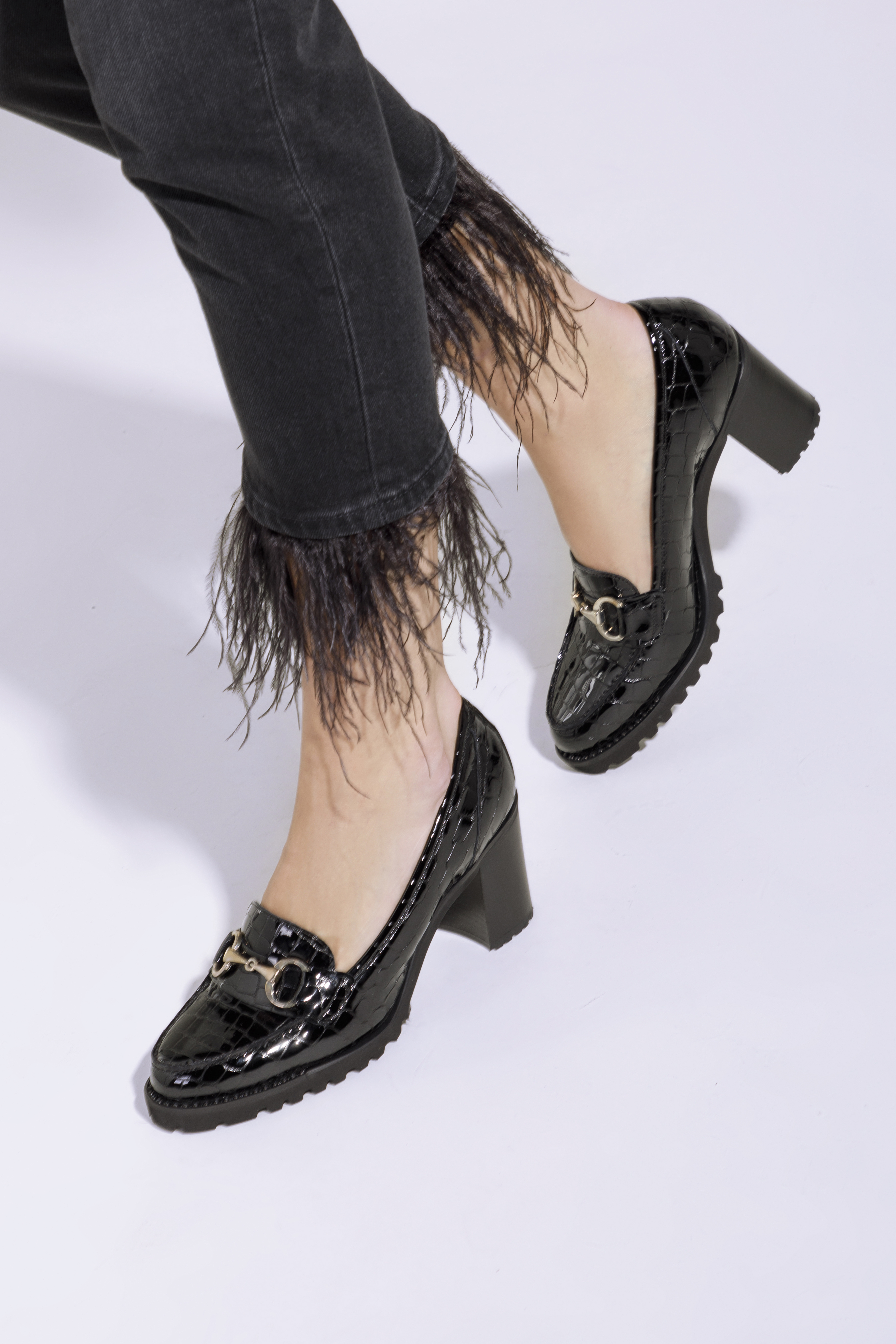 Plateau-Pumps aus Lackleder mit Profil, schwarz, 95-D-100-1-39, Bild 1