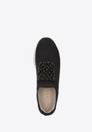 Plateau-Sneakers für Damen aus elastischem Stoff mit Verzierung, schwarz, 95-D-655-1-40, Bild 5
