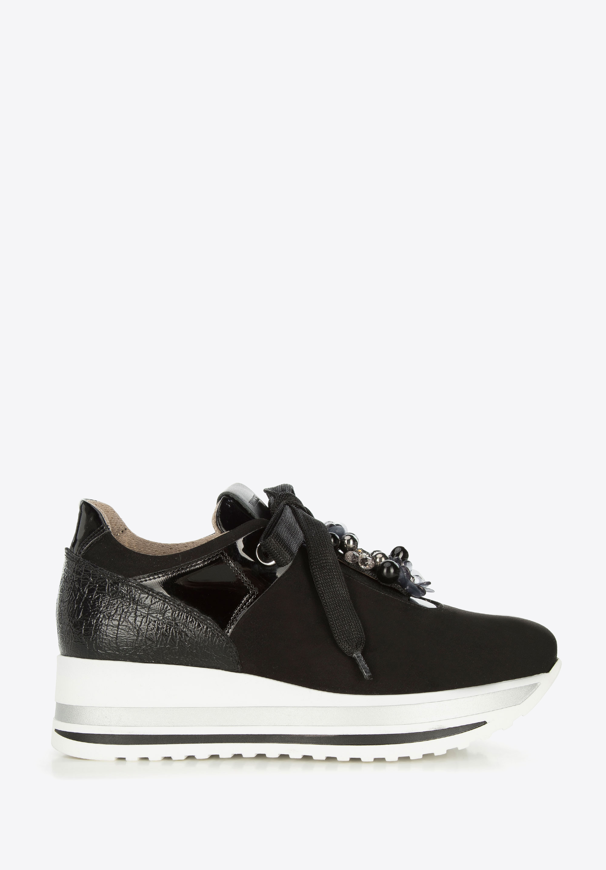 Plateau-Sneakers für Damen mit Perlen, schwarz, 95-D-656-1-37, Bild 1