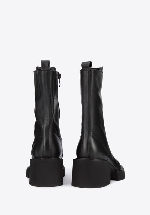 Plateau-Stiefeletten aus Leder mit Reißverschluss, schwarz, 95-D-500-1-37, Bild 4