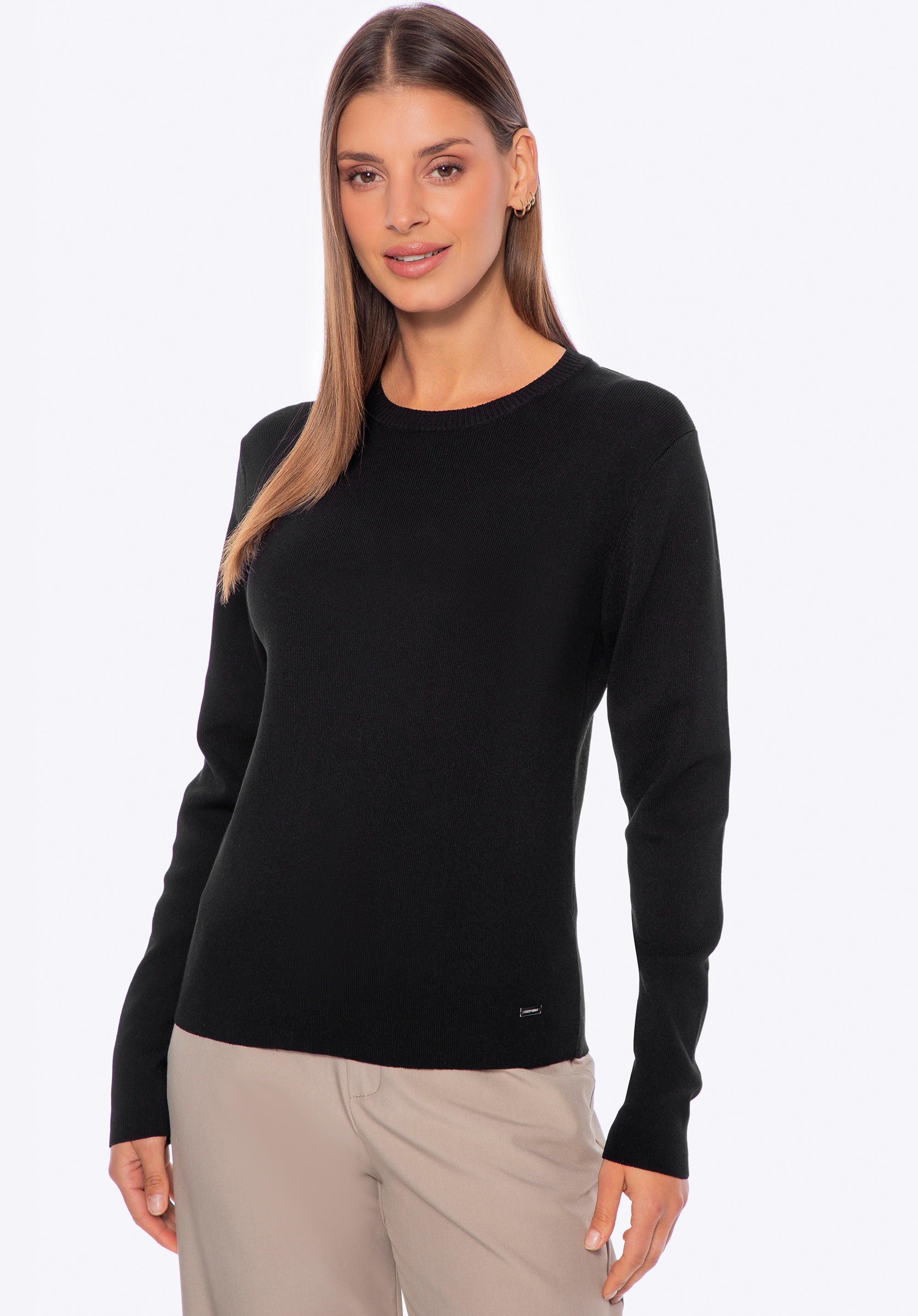 Pullover aus Viskose- und Nylonmischung für Damen, schwarz, D0-99-106-1-S, Bild 1
