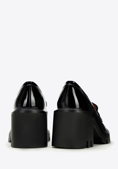 Pumps aus Lackleder mit dickem Plateau und Blockabsatz, schwarz, 97-D-504-1L-41, Bild 4