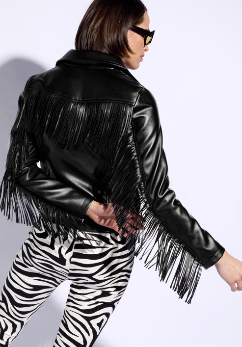 Ramones-Jacke für Damen mit Fransen, schwarz, 96-9P-100-1-M, Bild 4