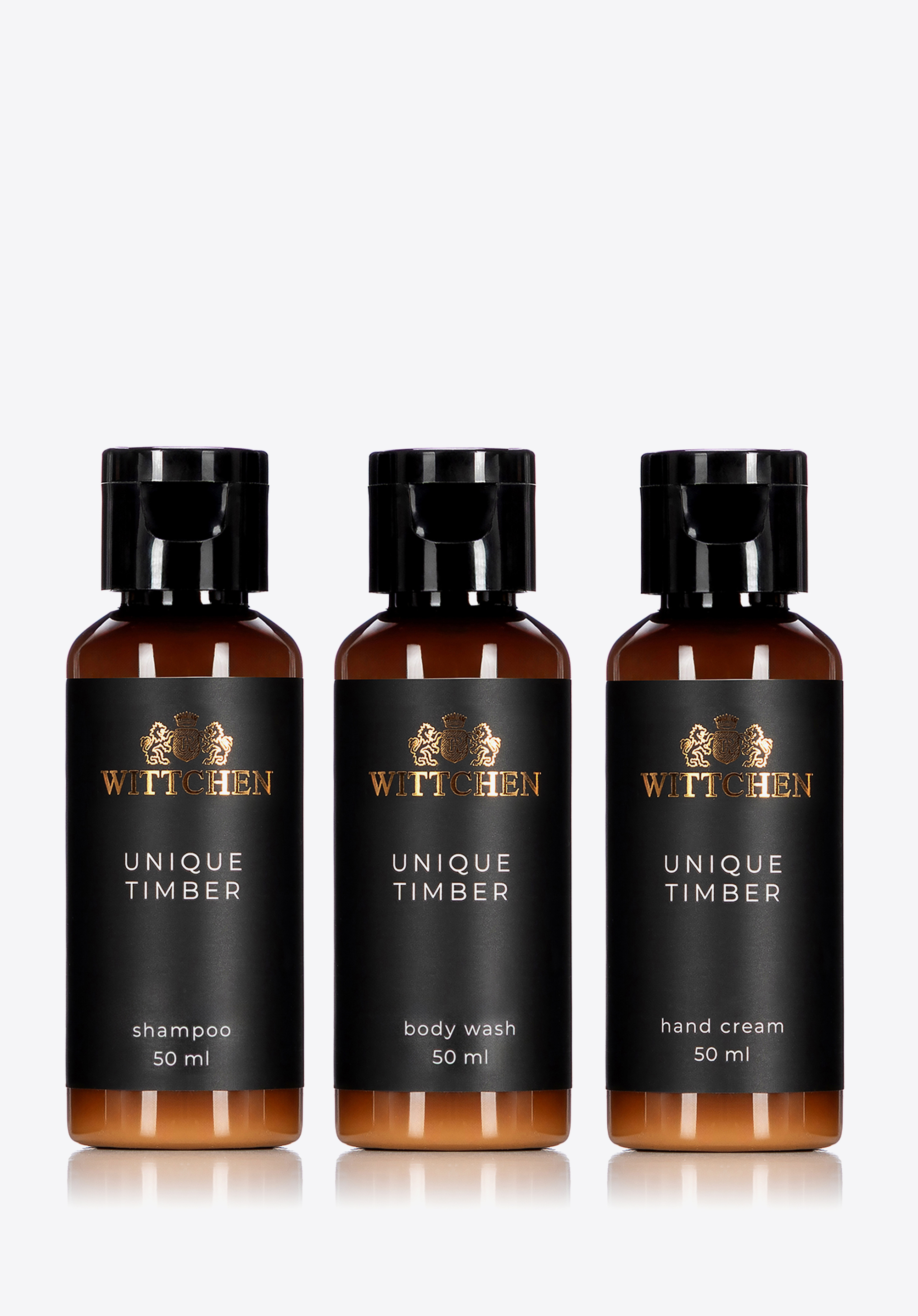 Reisekosmetik-Set Shampoo, Gel, Handcreme Unique Timber, schwarz, 1-HS-301-1, Bild 1