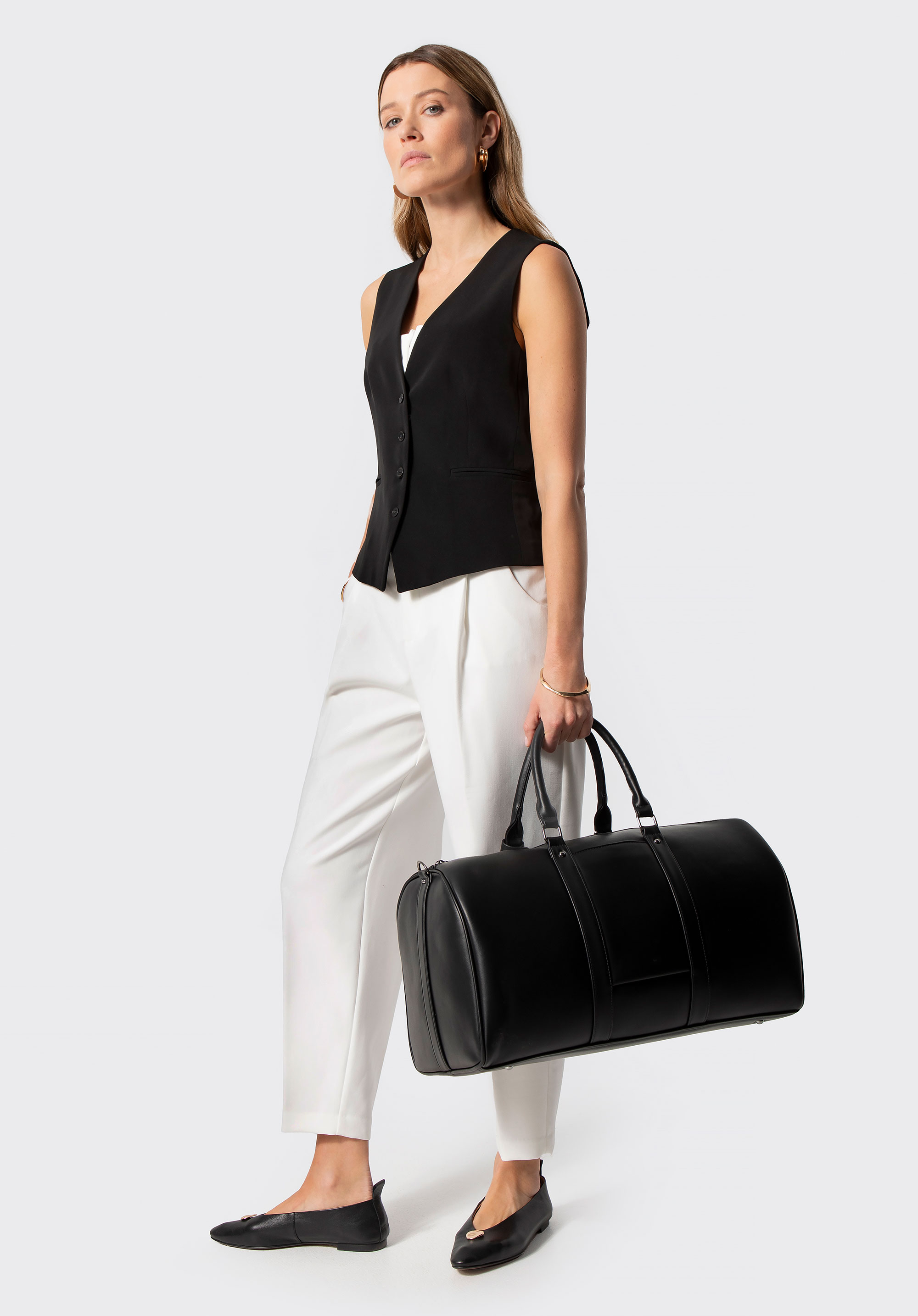 Reisetasche für Herren aus Kunstleder mit verstellbarem Riemen, schwarz, 102-3P-913-1, Bild 1