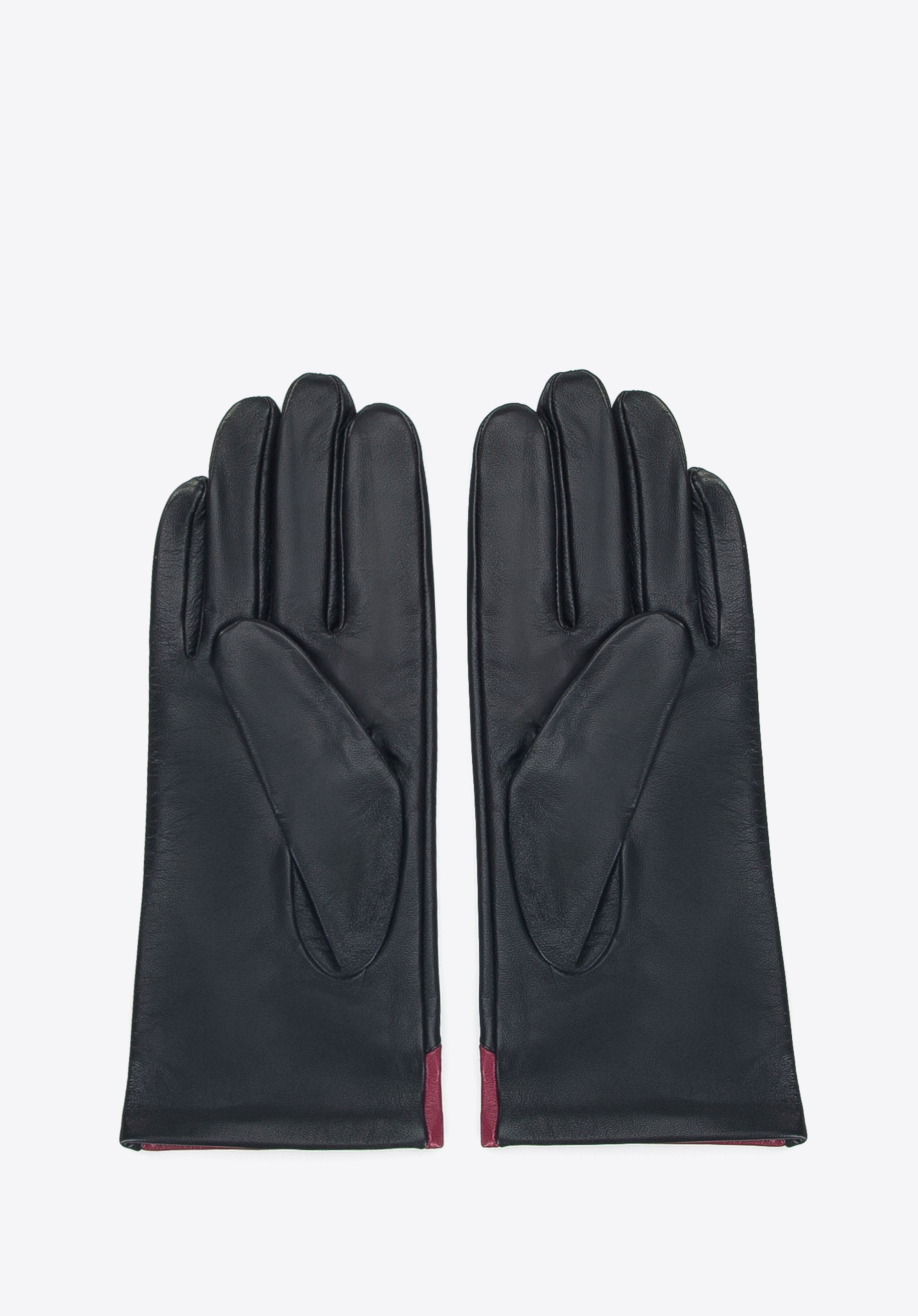 Damehandschuhe aus Leder mit Glasperlen, schwarz-rosa, 45-6A-002-1-XL, Bild 1