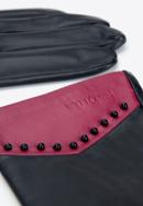 Damehandschuhe aus Leder mit Glasperlen, schwarz-rosa, 45-6A-002-1-L, Bild 4