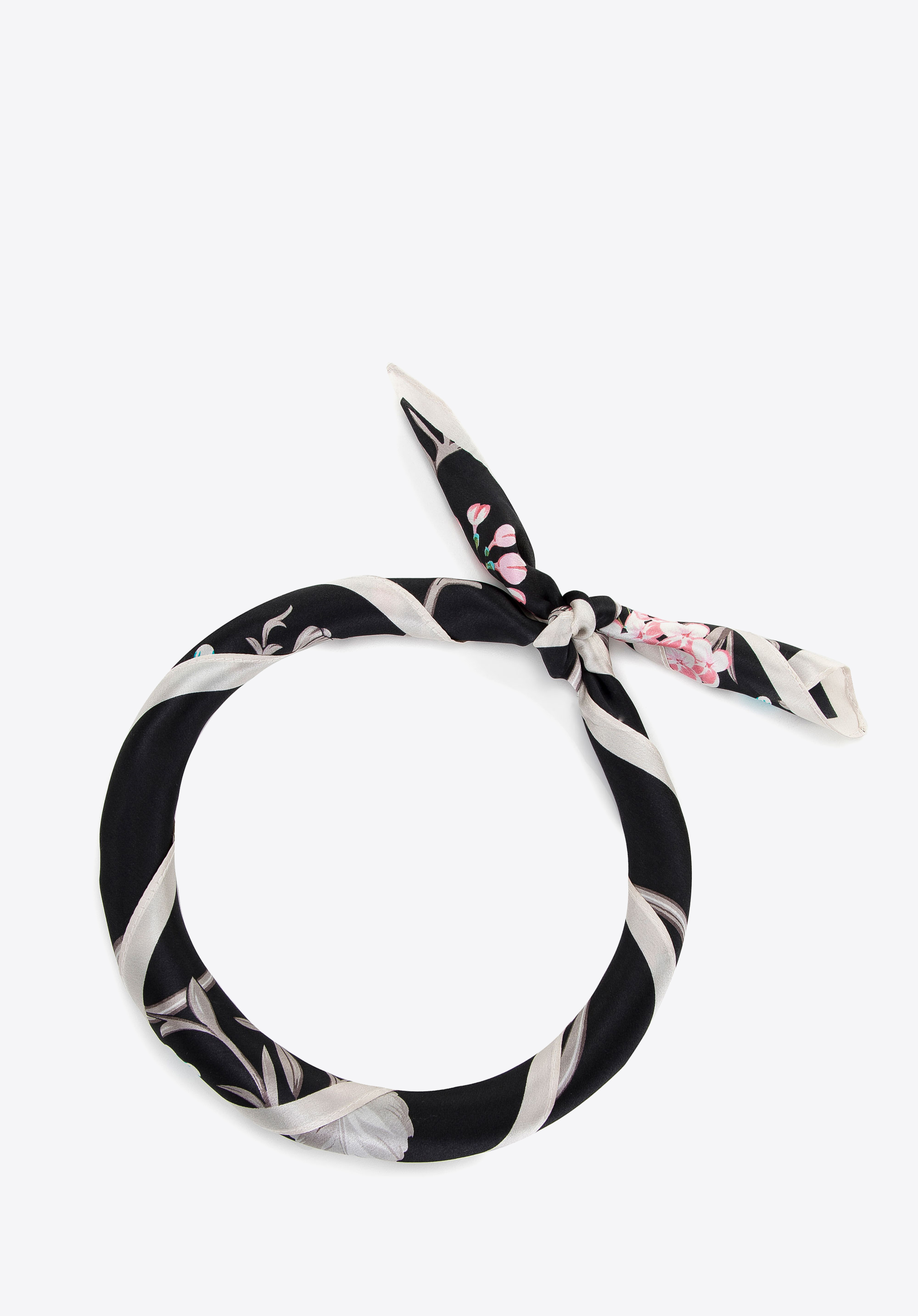 Damen Seidenschal mit Blumenmuster für Damen, schwarz-rosa, 100-7D-S01-X24, Bild 1