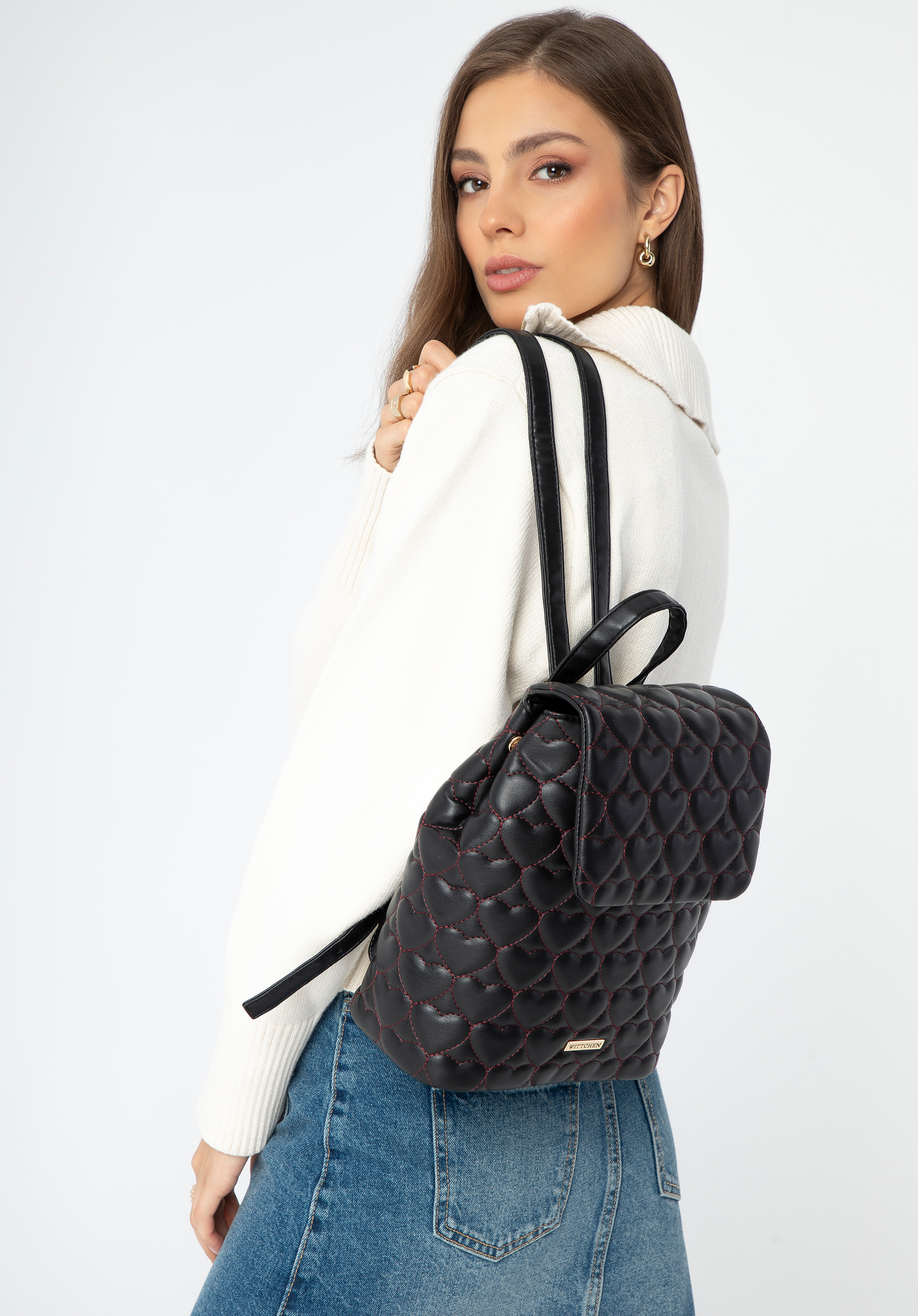 Rucksack aus Ökoleder, schwarz-rosa, 99-4Y-403-1X, Bild 1