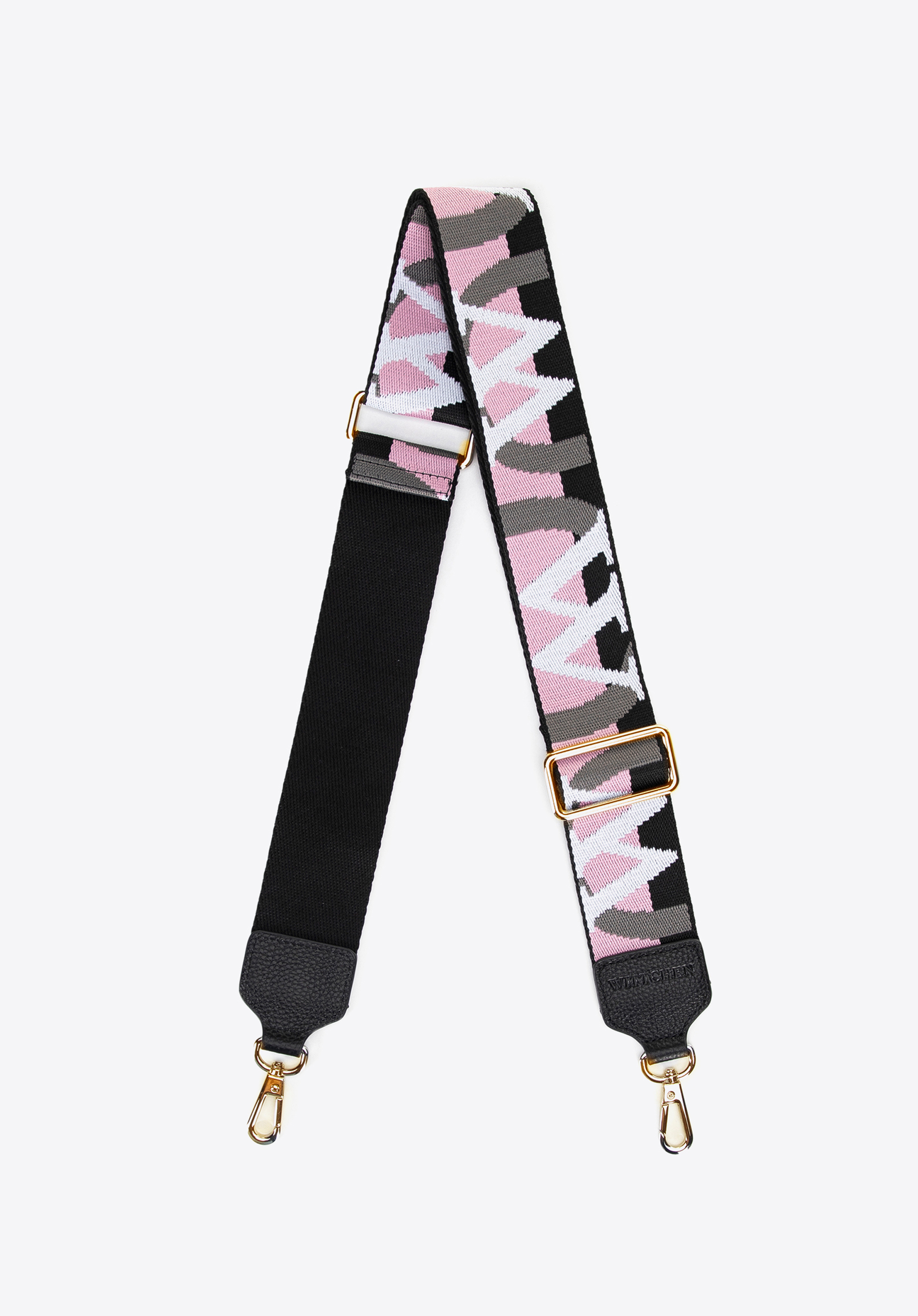 Schulterriemen der Handtasche mit Markenlogo, schwarz-rosa, 99-X-646-X3, Bild 1