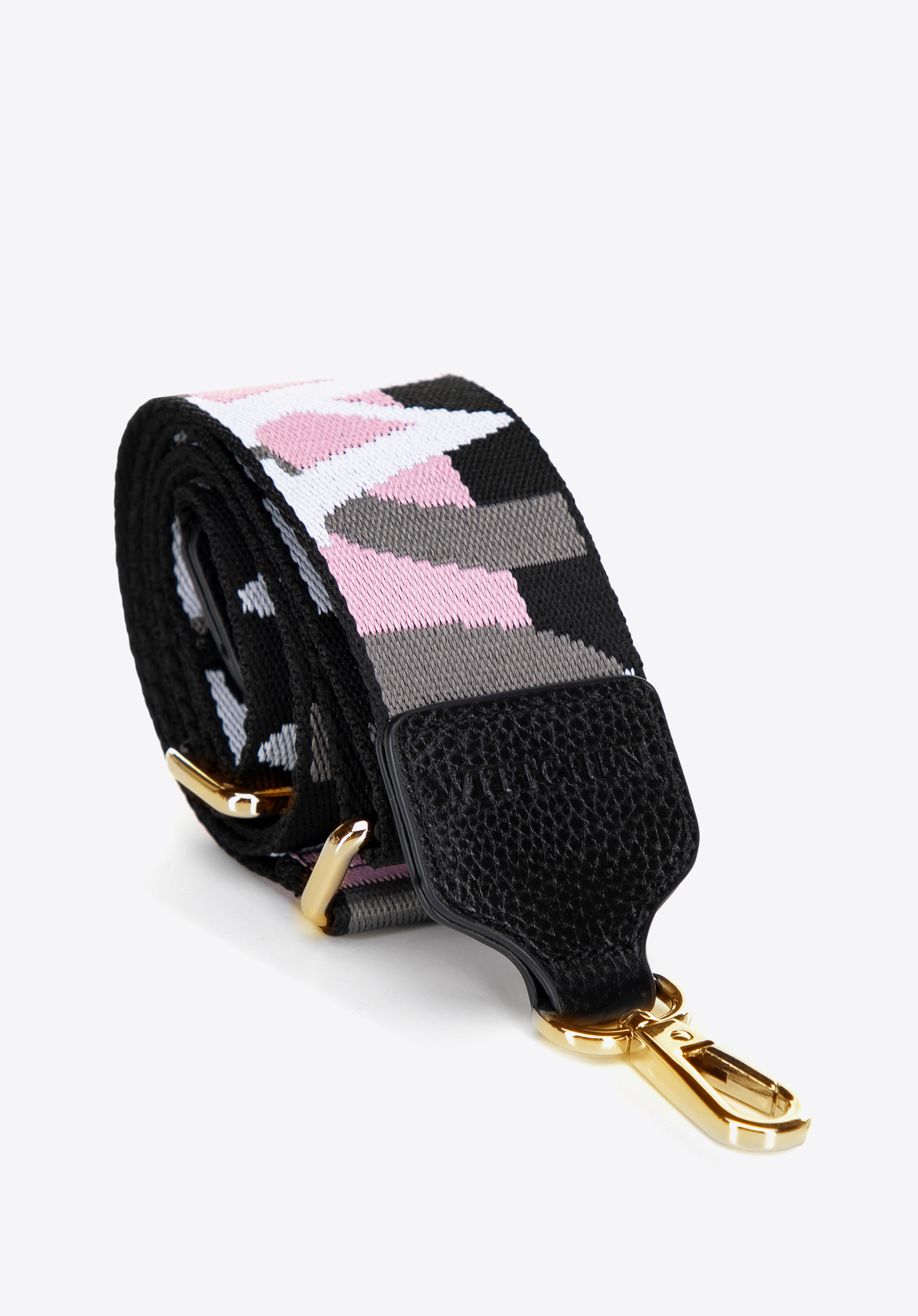 Schulterriemen der Handtasche mit Markenlogo, schwarz-rosa, 99-X-646-X3, Bild 1