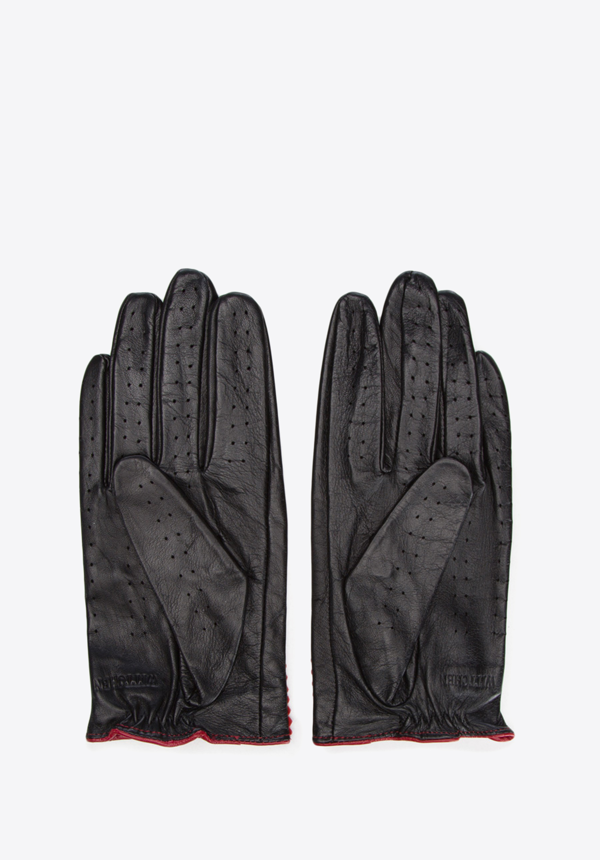 DAMEN-HANDSCHUHE, schwarz-rot, 46-6L-292-12T-M, Bild 1