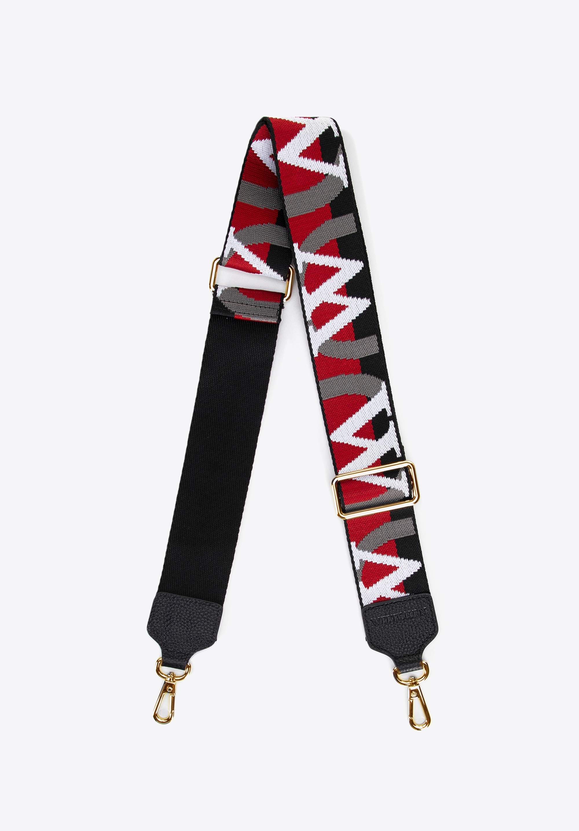 Schulterriemen der Handtasche mit Markenlogo, schwarz-rot, 99-X-646-X2, Bild 1