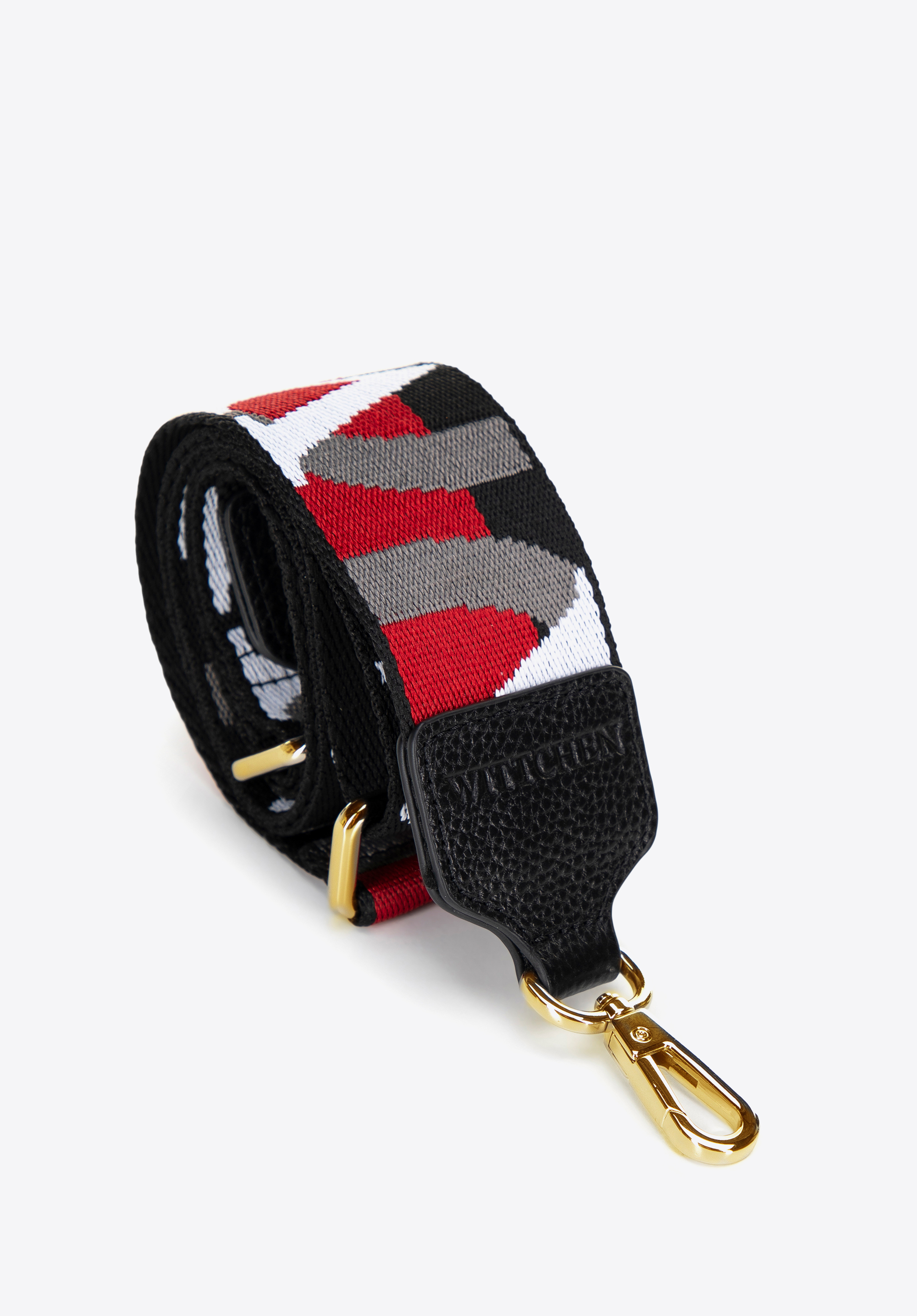 Schulterriemen der Handtasche mit Markenlogo, schwarz-rot, 99-X-646-X2, Bild 1