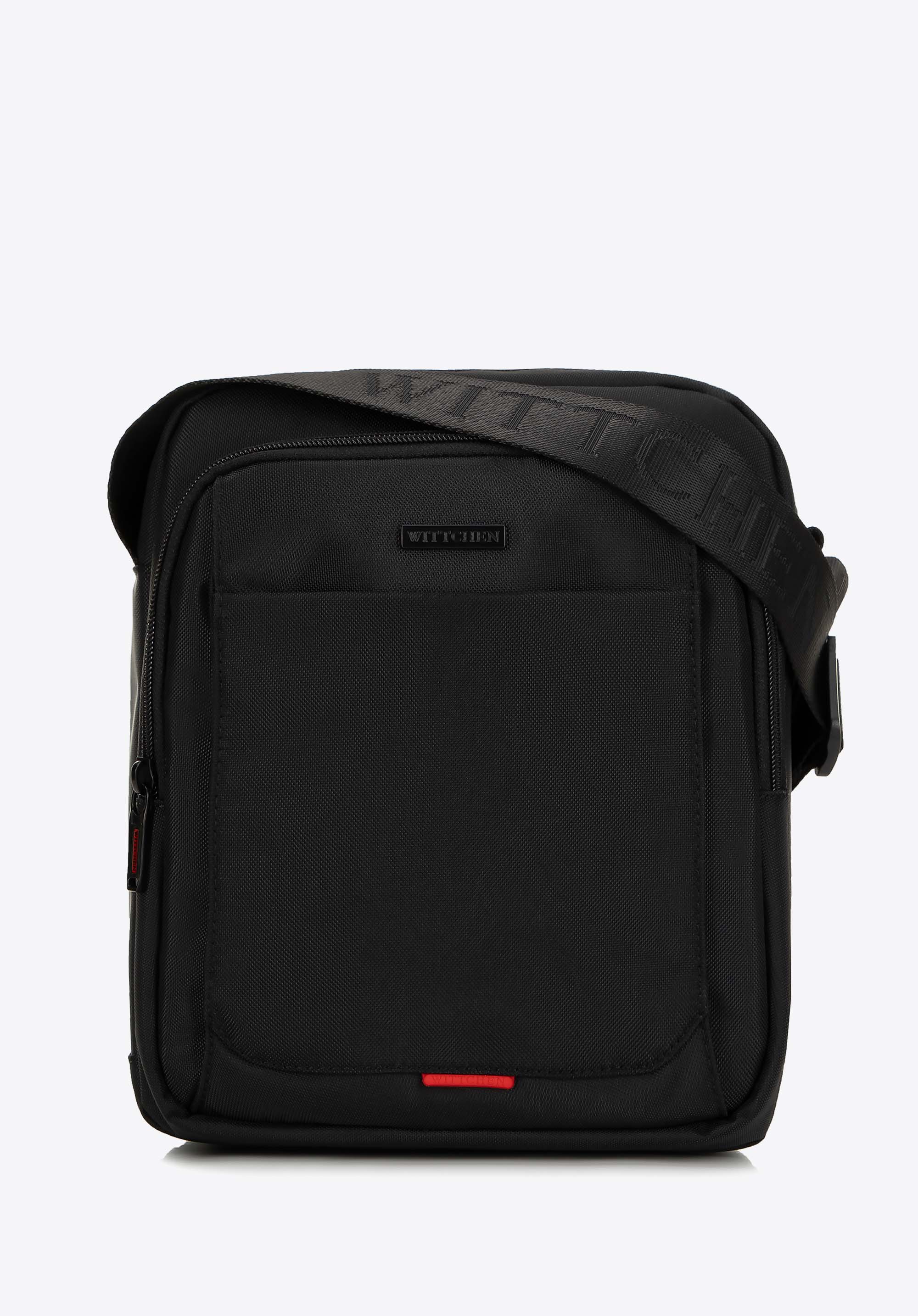 Umhängetasche für Herren mit kontrastierendem Detail, schwarz-rot, 99-4P-213-1, Bild 1