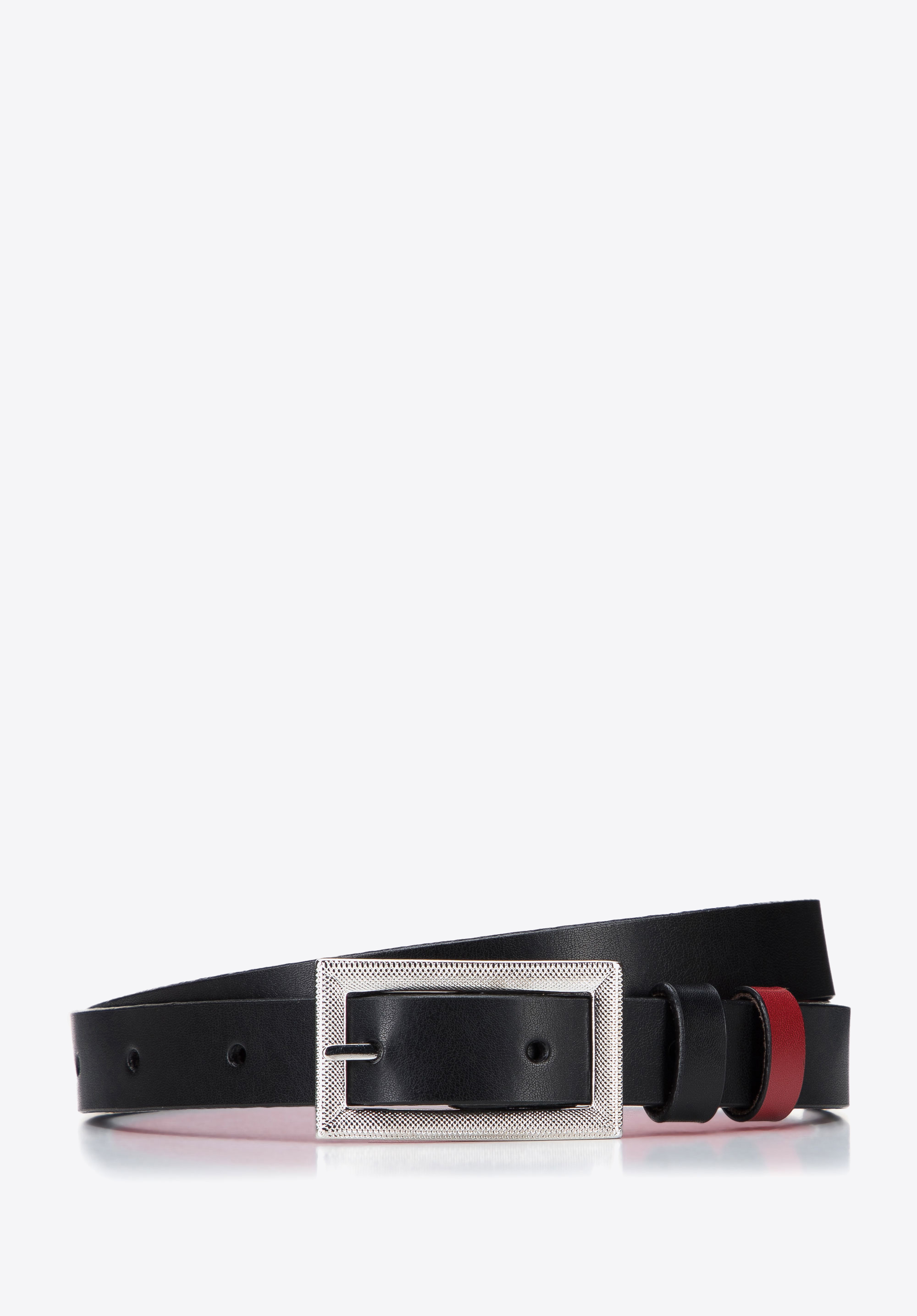 Wendegürtel aus Leder für Damen, schwarz-rot, 94-8D-001-1-SM, Bild 1