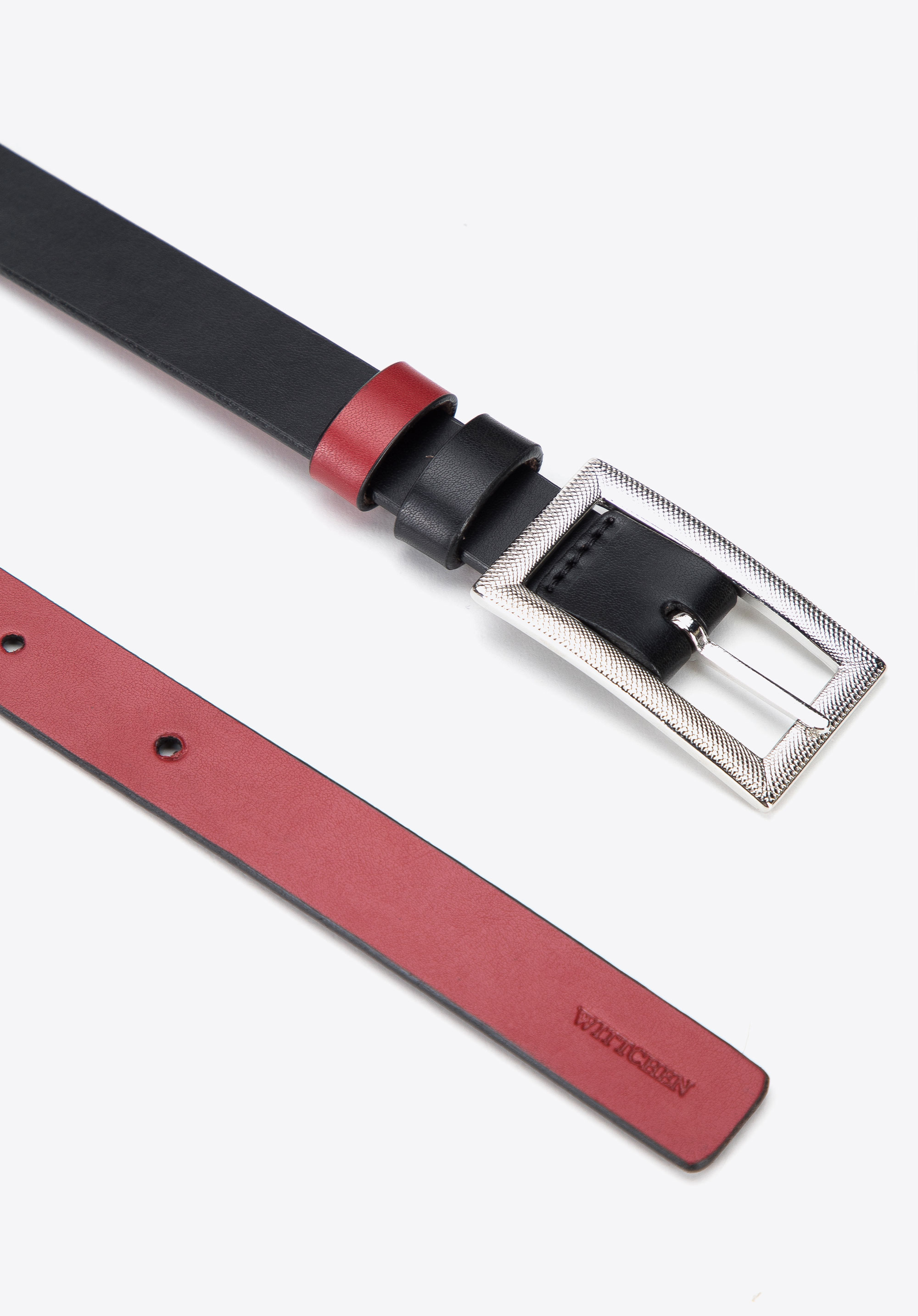 Wendegürtel aus Leder für Damen, schwarz-rot, 94-8D-001-1-SM, Bild 1