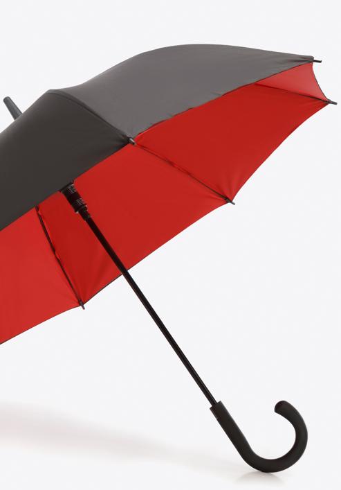 Zweifarbiger langer Regenschirm, schwarz-rot, PA-7-173-12, Bild 3