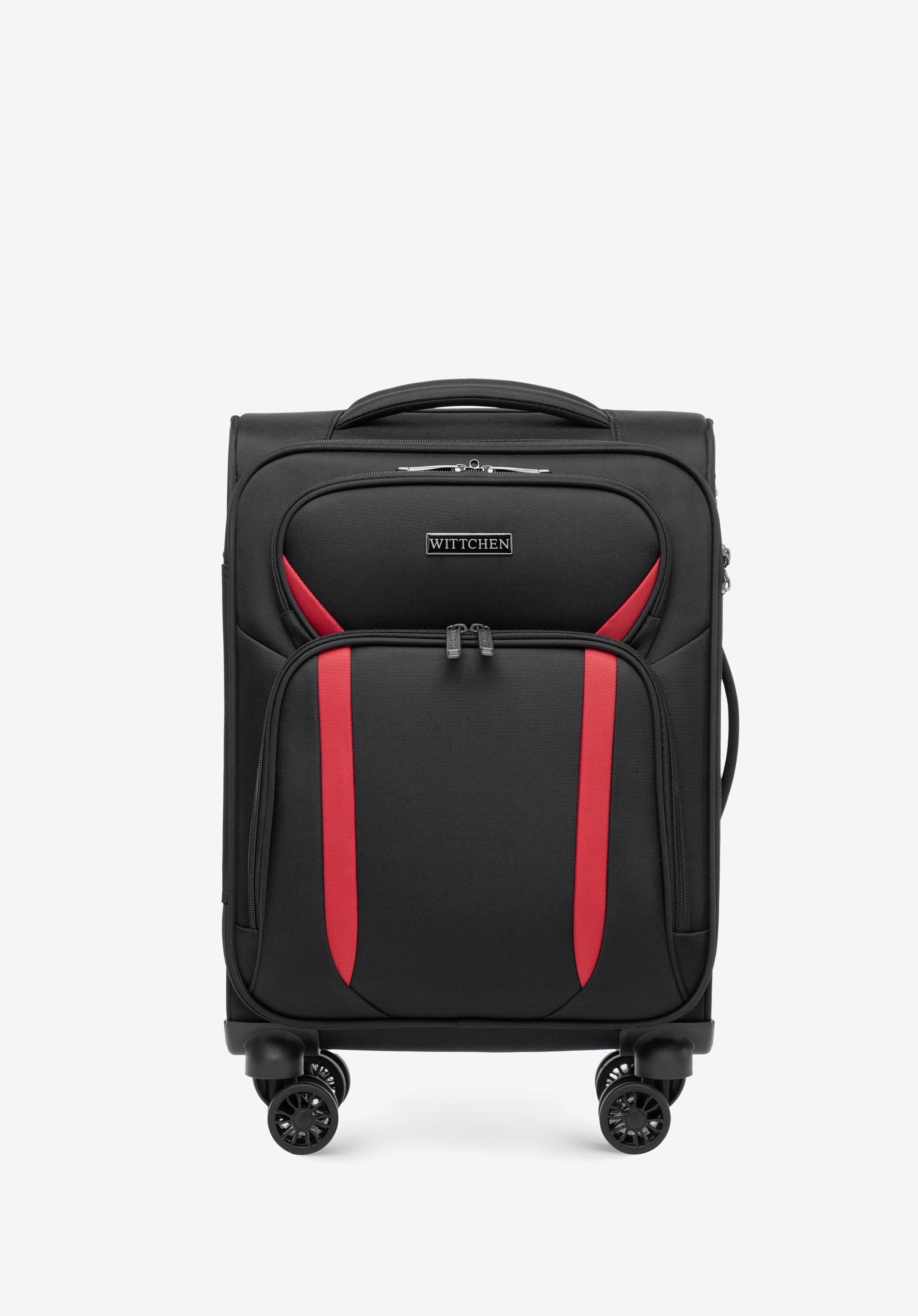 Zweifarbiger Softside-Kabinenkoffer, schwarz-rot, 56-3S-181-11, Bild 1