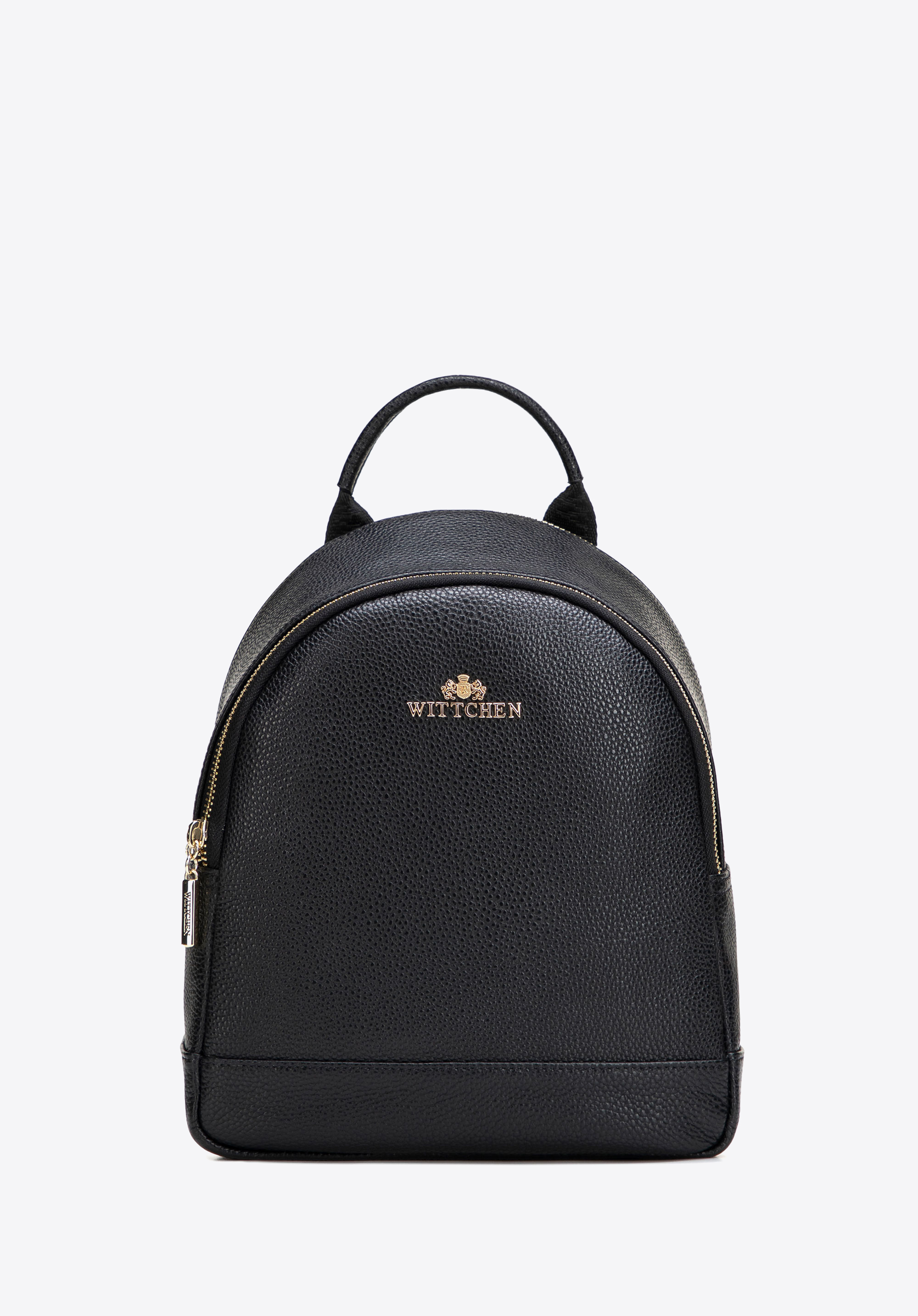 Kleiner Damenrucksack aus genarbtem Naturleder, schwarz, 102-4E-624-1, Bild 1