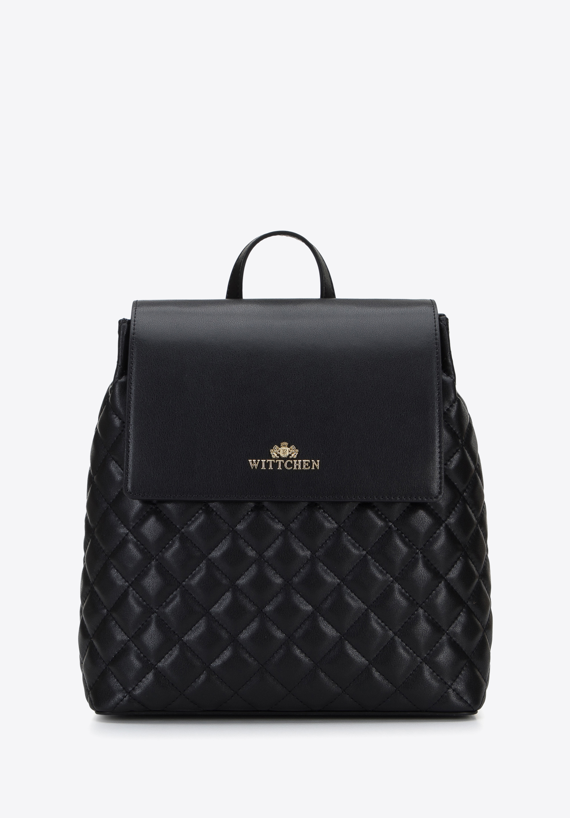 Damen-Lederrucksack mit gesteppter Vorderseite, schwarz, 96-4E-623-1, Bild 1