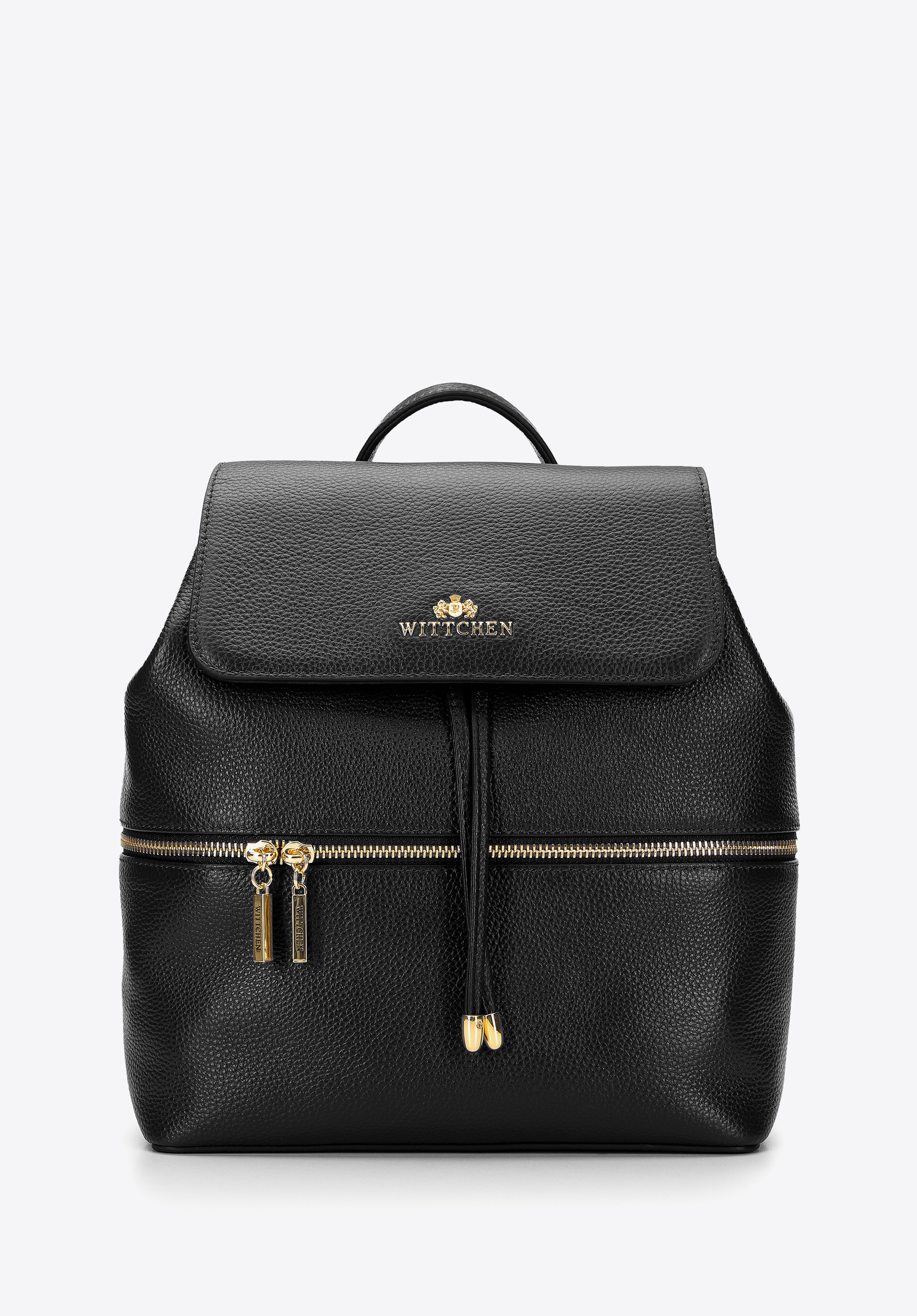Damenrucksack aus Leder mit horizontalem Reißverschluss