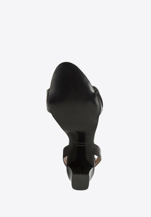 Sandaletten aus gerafftem Leder mit Absatz, schwarz, 94-D-804-G-40, Bild 6