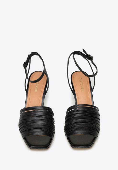 Sandaletten aus Leder mit Stöckelabsatz, schwarz, 94-D-962-5-41, Bild 3
