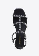 Sandaletten für Damen aus Leder mit Kristallen, schwarz, 98-D-972-1-36, Bild 5