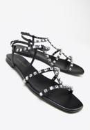 Sandaletten für Damen aus Leder mit Kristallen, schwarz, 98-D-972-0-36, Bild 7