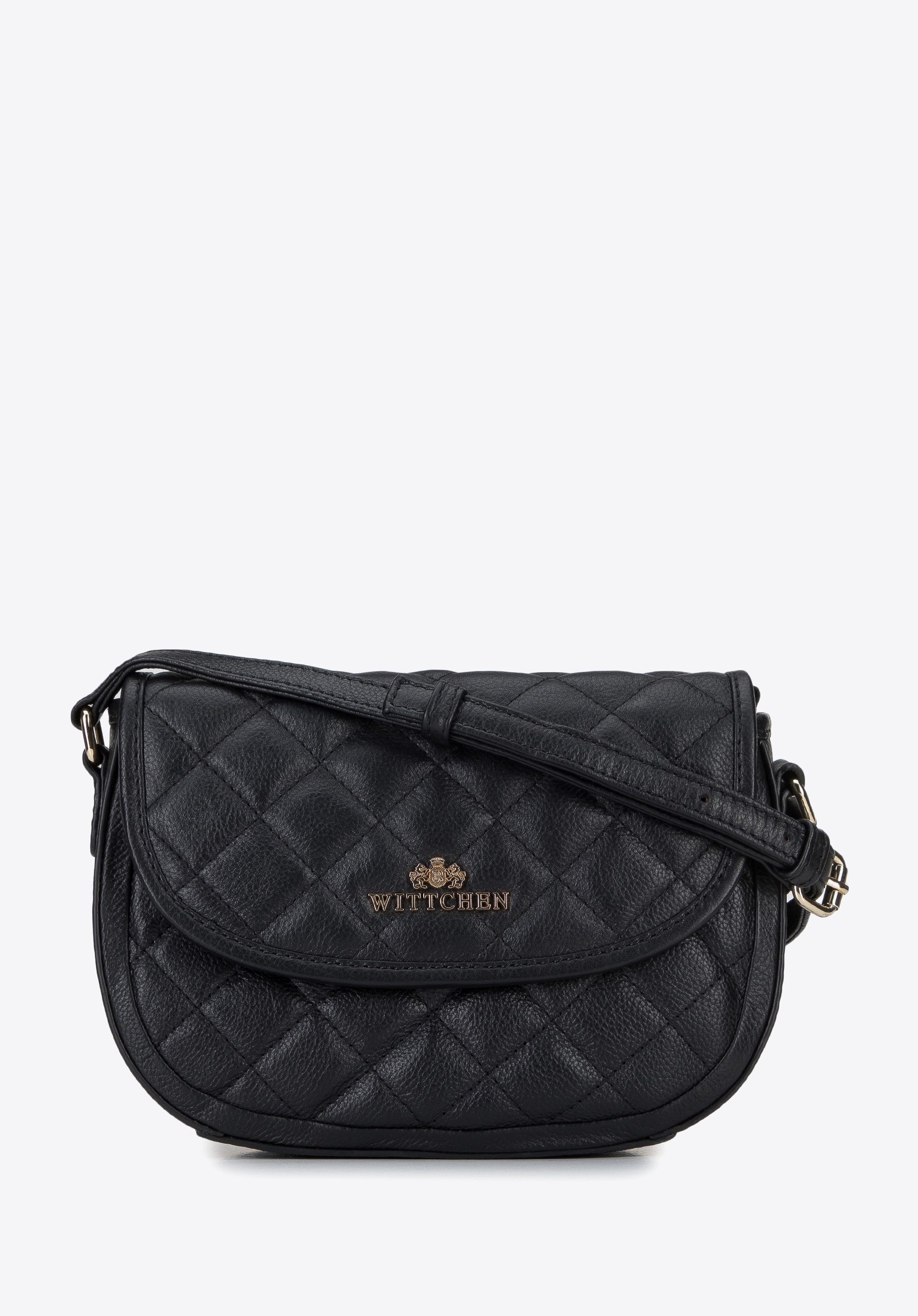 Damen-Satteltasche aus gestepptem Leder, schwarz, 96-4E-009-1, Bild 1