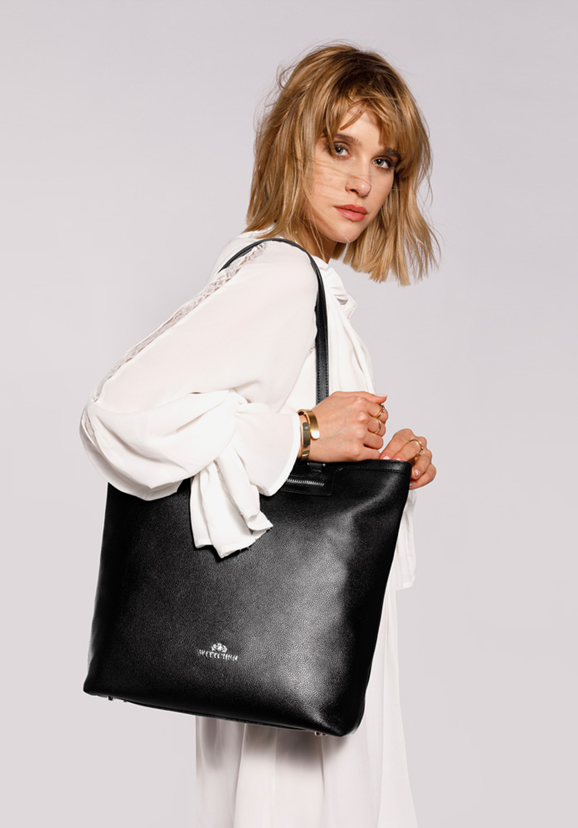 SCHLICHTE SHOPPER-TASCHE AUS LEDER, schwarz, 92-4E-600-1, Bild 1