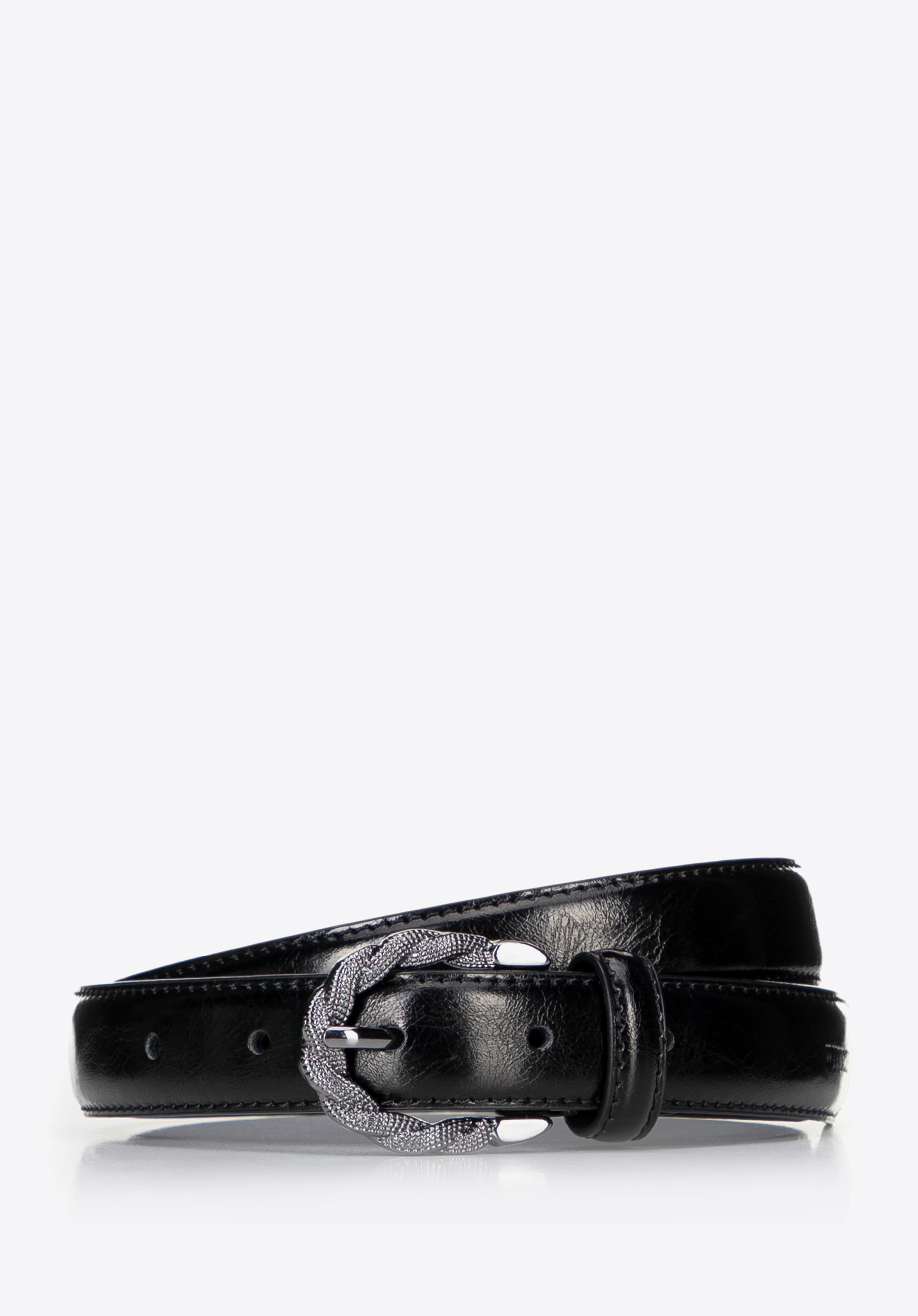 Schmaler Damen-Ledergürtel, schwarz, 101-8D-205-1-M, Bild 1