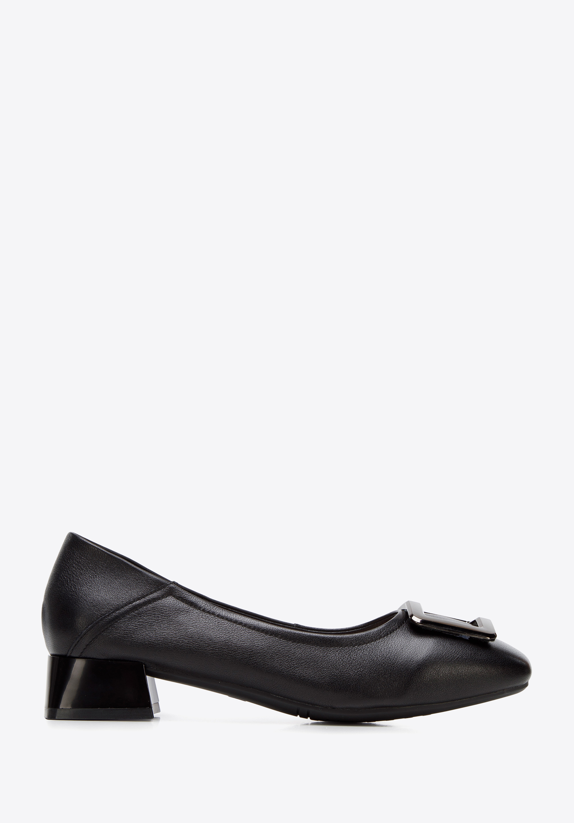 Ballerinas aus Leder mit Schnalle, schwarz-schwarzblau, 94-D-950-1B-37, Bild 1