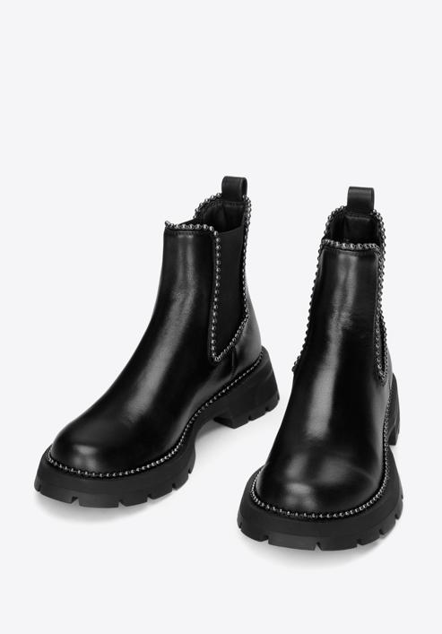 Chelsea-Boots aus Leder mit dicker Sohle, schwarz-schwarzblau, 93-D-508-1G-37, Bild 2