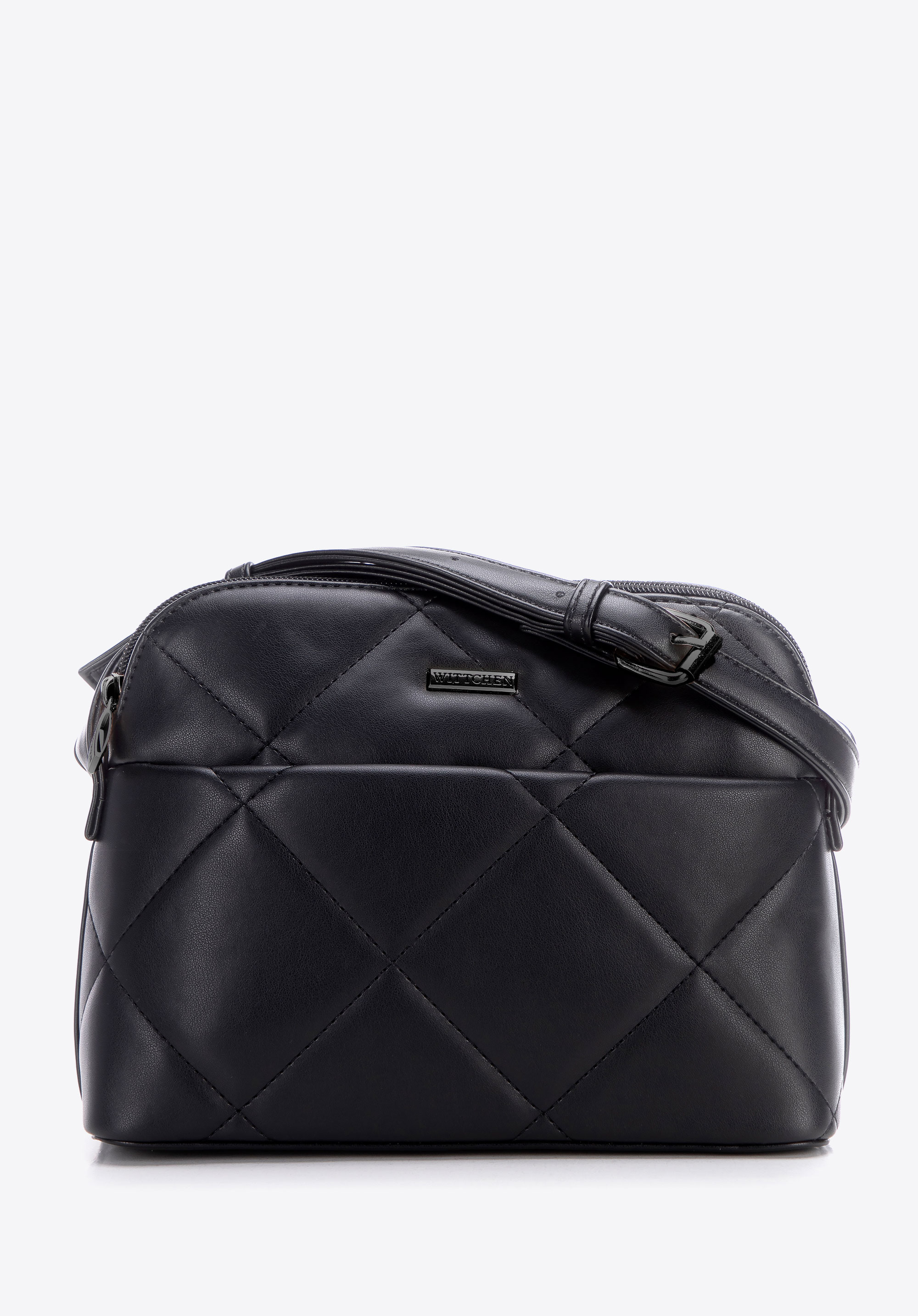 Damen Crossbody aus Öko-Leder, schwarz-schwarzblau, 99-4Y-611-1C, Bild 1