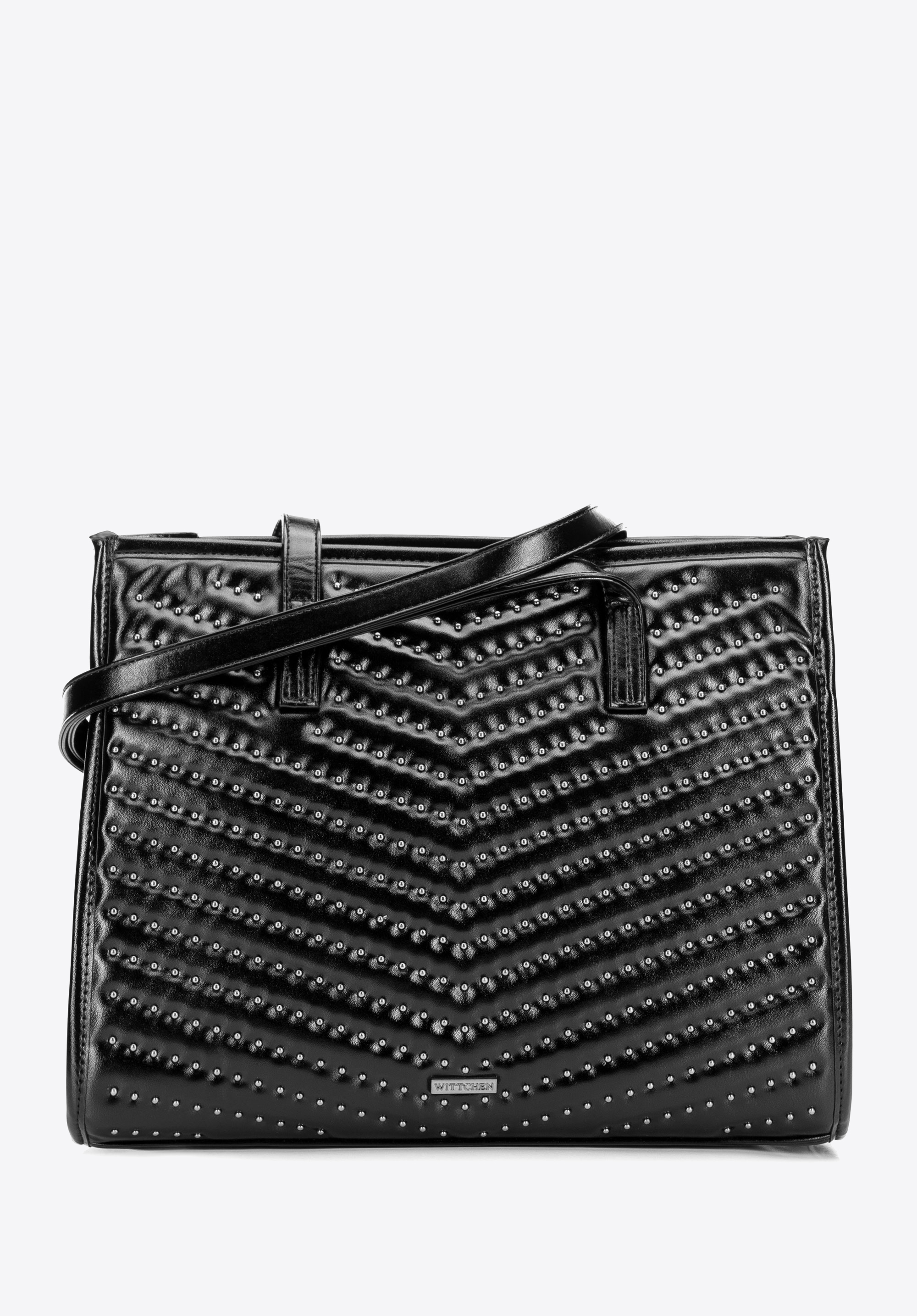 Damen-Shopper aus Kunstleder, schwarz-schwarzblau, 101-4Y-427-G1, Bild 1