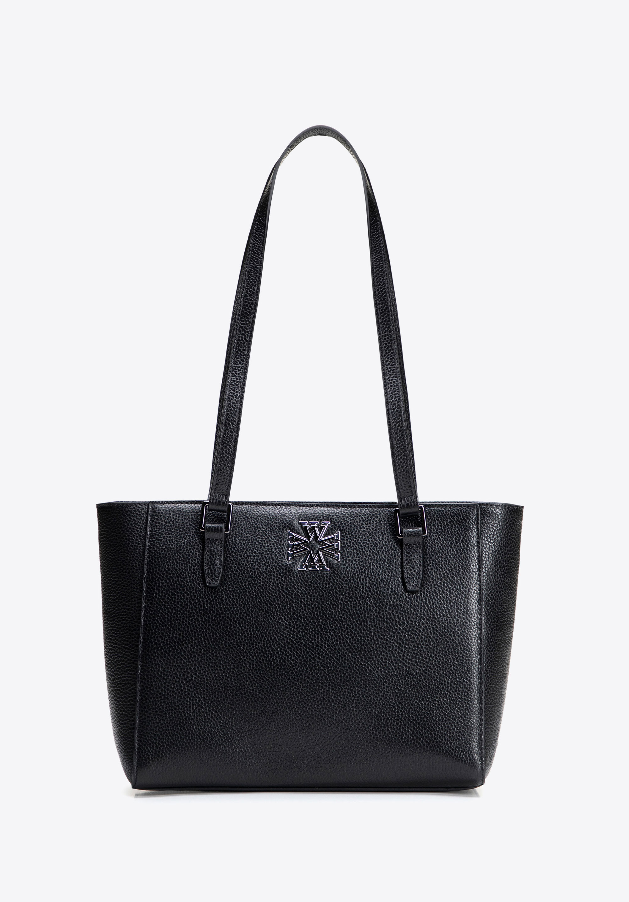 Damen-Shopper aus Leder, schwarz-schwarzblau, 100-4E-612-1C, Bild 1