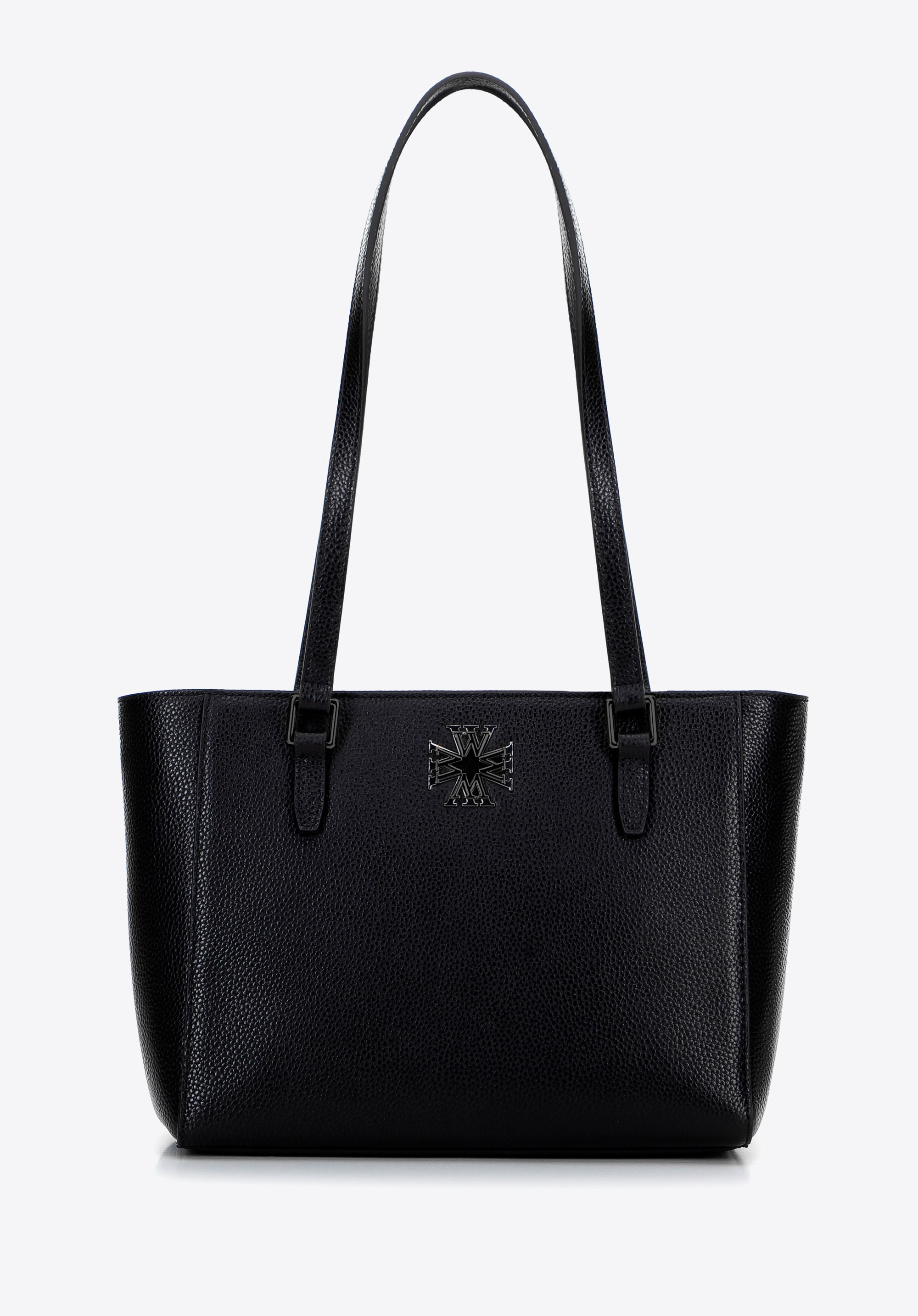 Damen-Shopper aus Leder, schwarz-schwarzblau, 100-4E-612-1C, Bild 1