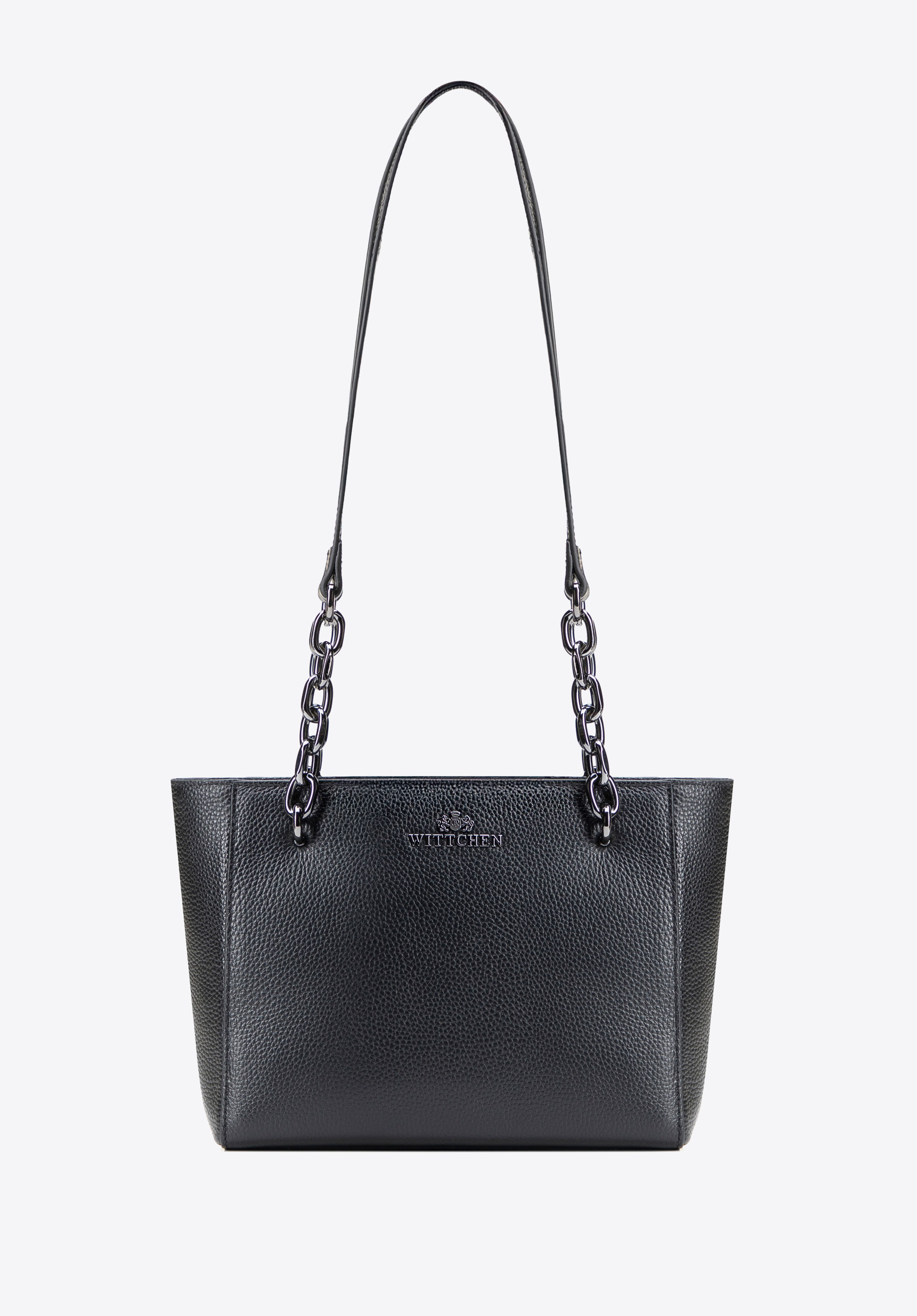 Damenhandtasche aus Leder, schwarz-schwarzblau, 100-4E-604-G1, Bild 1