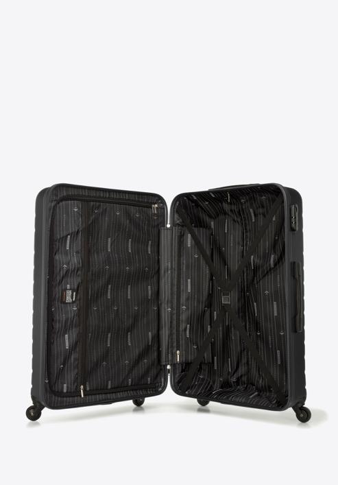 Großer Koffer  aus ABS mit geometrischer Prägung, schwarz-schwarzblau, 56-3A-753-91, Bild 5
