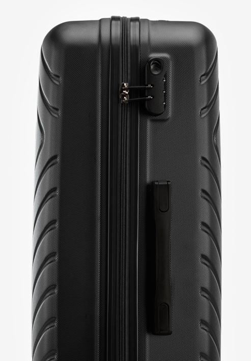 Großer Koffer  aus ABS mit geometrischer Prägung, schwarz-schwarzblau, 56-3A-753-91, Bild 7
