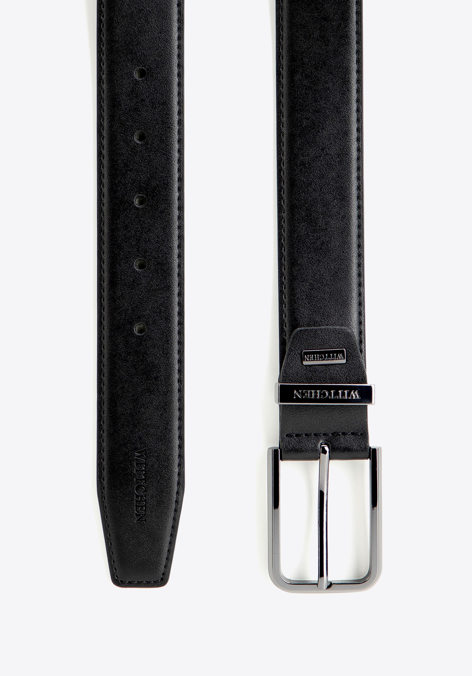 Herren-Gürtel aus glattem Leder, schwarz-schwarzblau, 102-8M-112-11-10, Bild 1