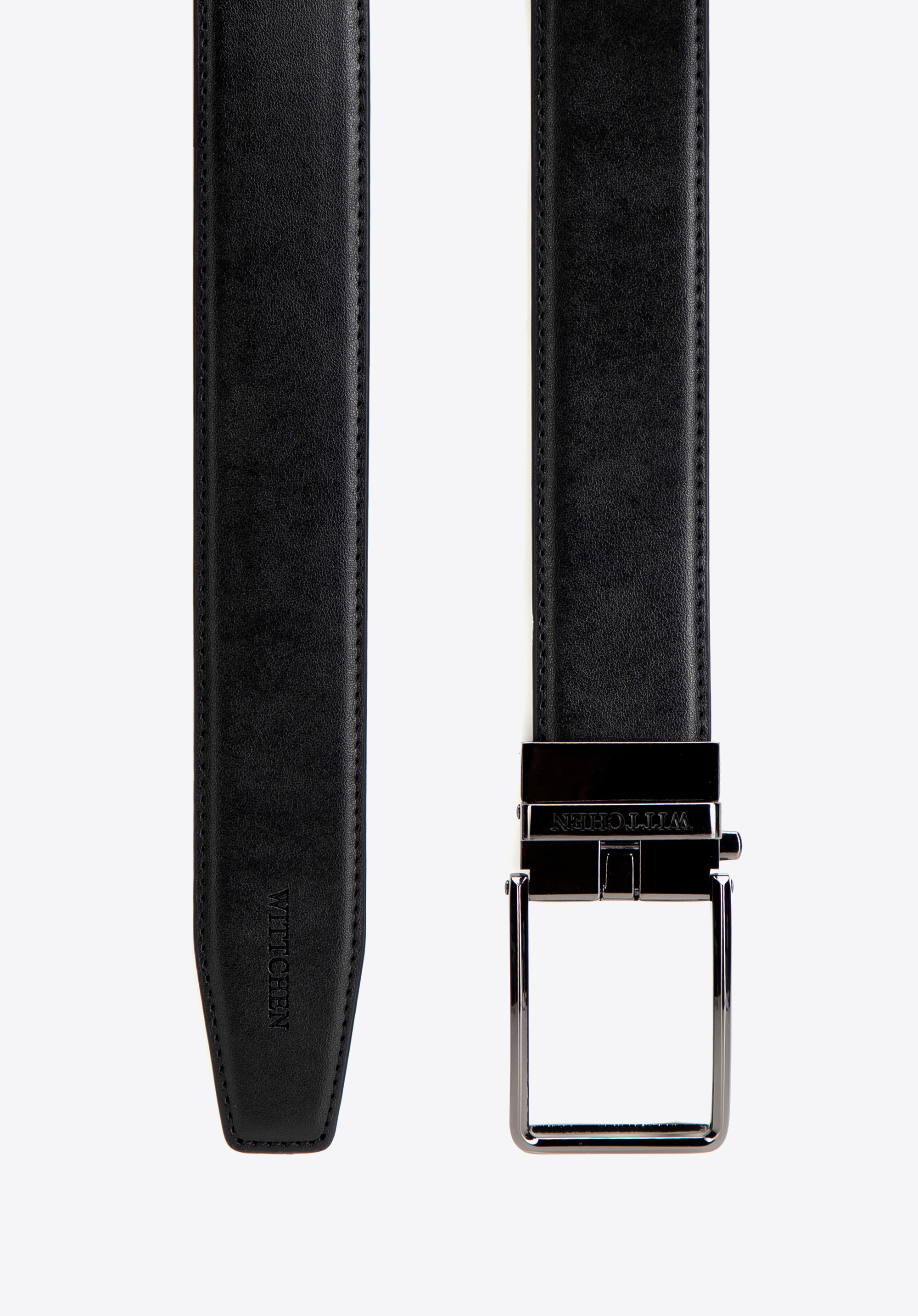 Herren-Ledergürtel mit Automatikschließe, schwarz-schwarzblau, 102-8M-105-1-12, Bild 1