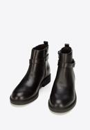 Stiefelette aus Leder mit Riemen und Schnalle, schwarz-schwarzblau, 93-D-552-1-37, Bild 2