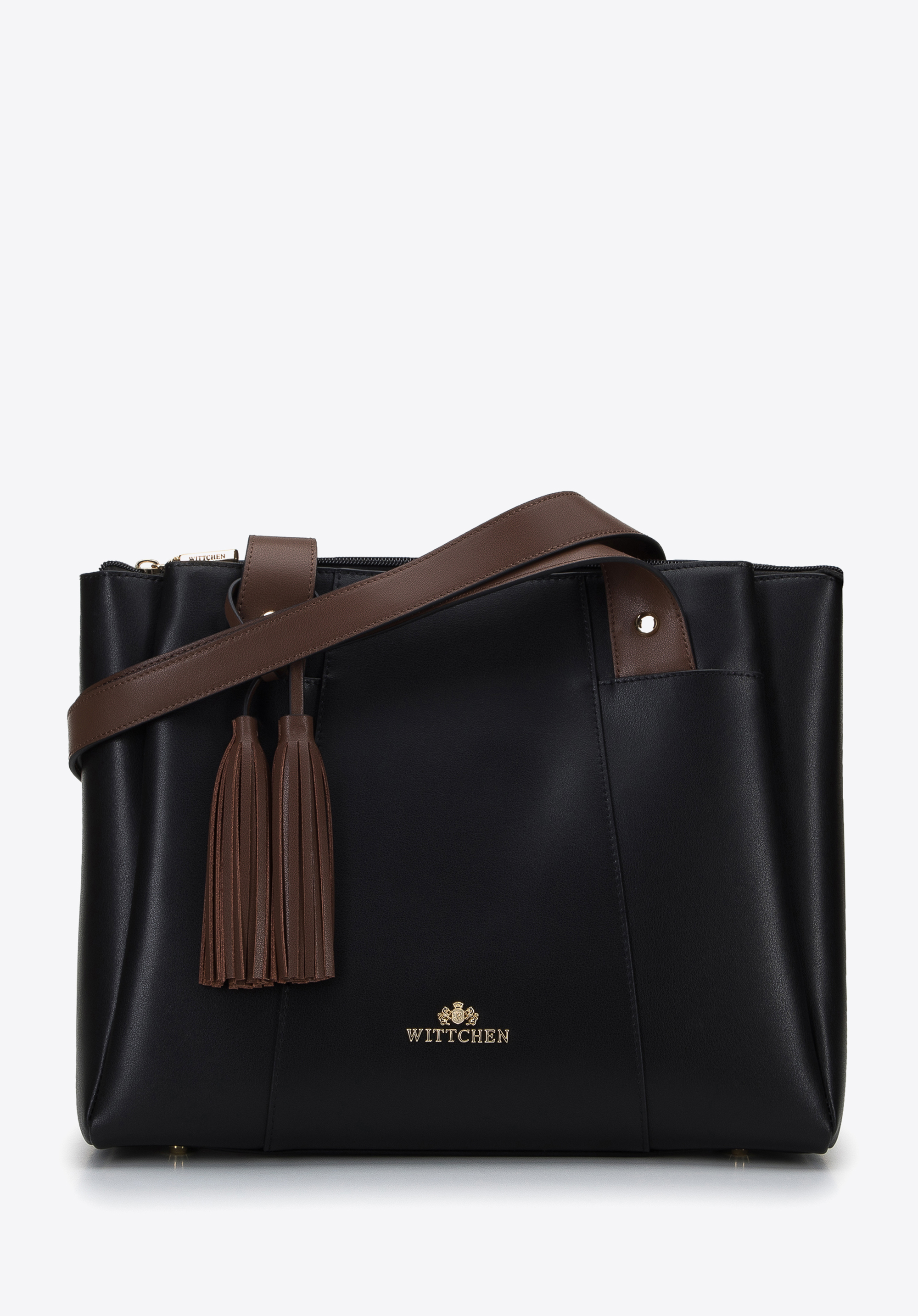 Shopper-Tasche aus Leder mit Einschlägen