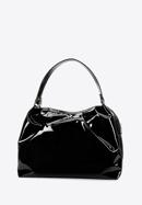 Shopper-Tasche aus gefaltetem, lackiertem Öko-Leder, schwarz, 97-4Y-524-1, Bild 2