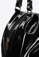 Shopper-Tasche aus gefaltetem, lackiertem Öko-Leder, schwarz, 97-4Y-524-1, Bild 4